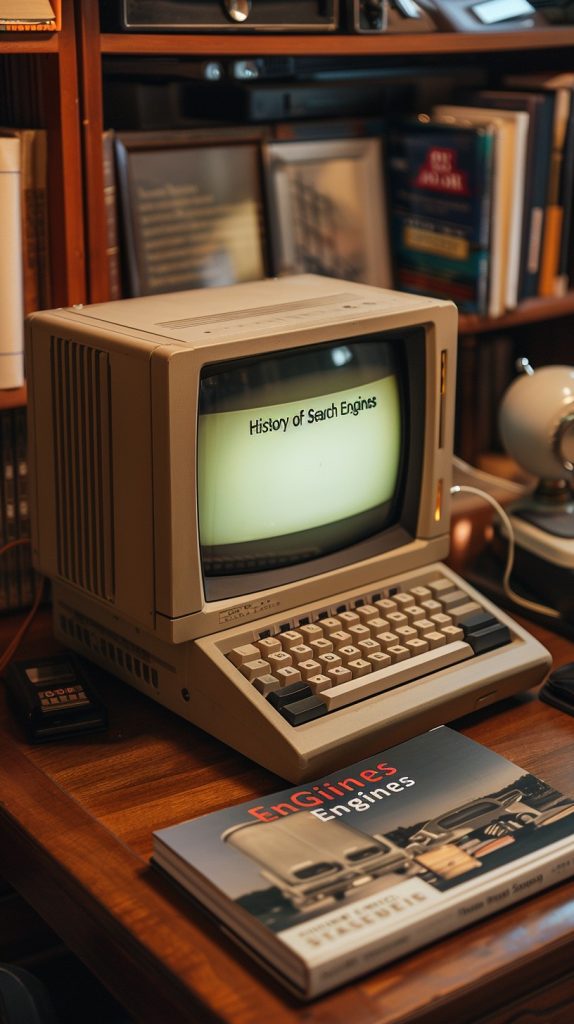 Vintage computer setup fostering learning about technology, featuring books, globe, and nostalgic decor.