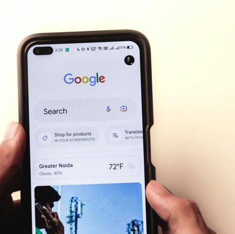 Smartphone displaying Google search interface and weather widget for Upper Falls, MD at 72Â°F.